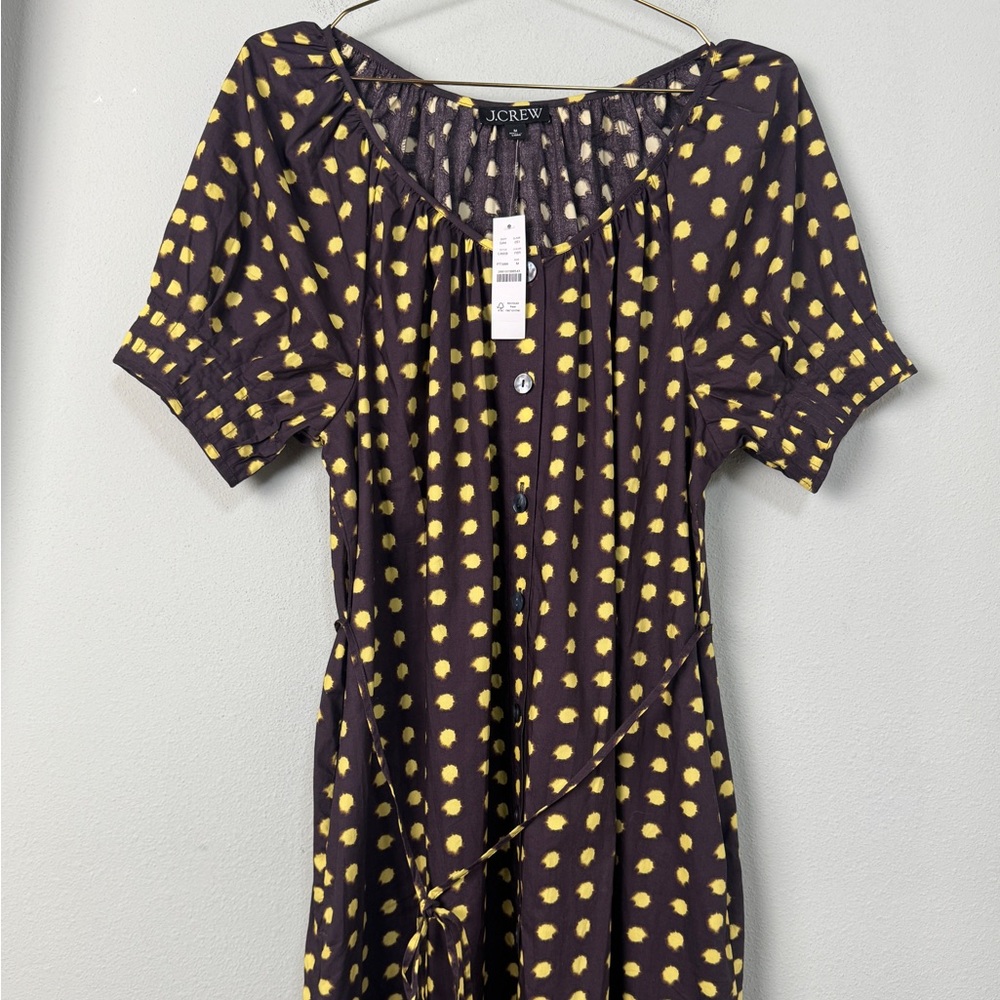 NWT J. Crew Button-up Midi‎ Dress in Dot Cotton Poplin Size Medium Polka Dot - Picture 6 of 16